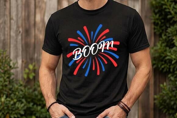 Boom 4th of July Patriotic Fireworks SVG - Graphics Freebies