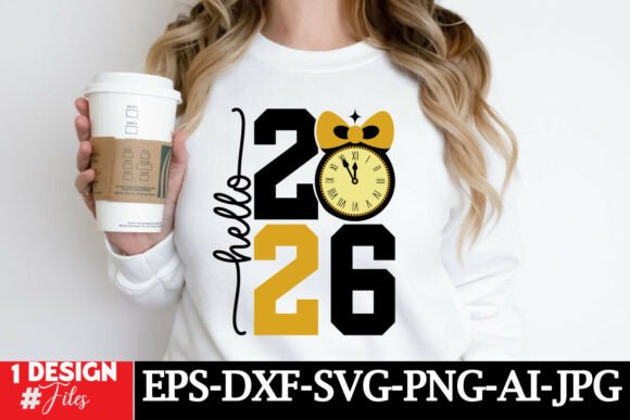 Hello 2026 SVG Design, Happy New Year Graphics